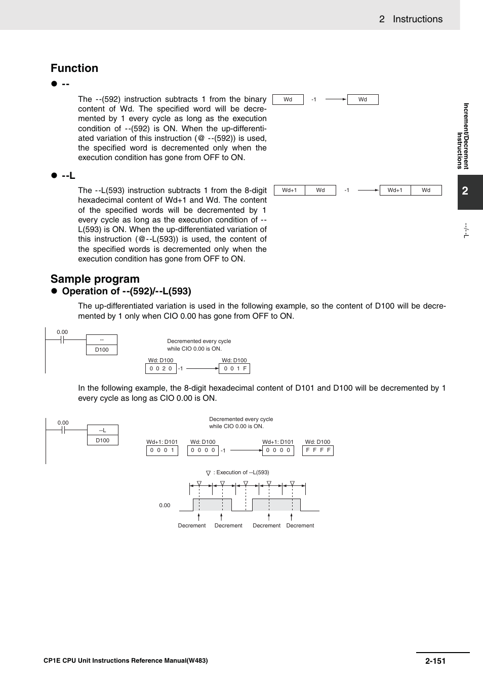 Function sample program, 2 instructions | Omron SYSMAC CP CP1E-N@@D@-@ User Manual | Page 187 / 467