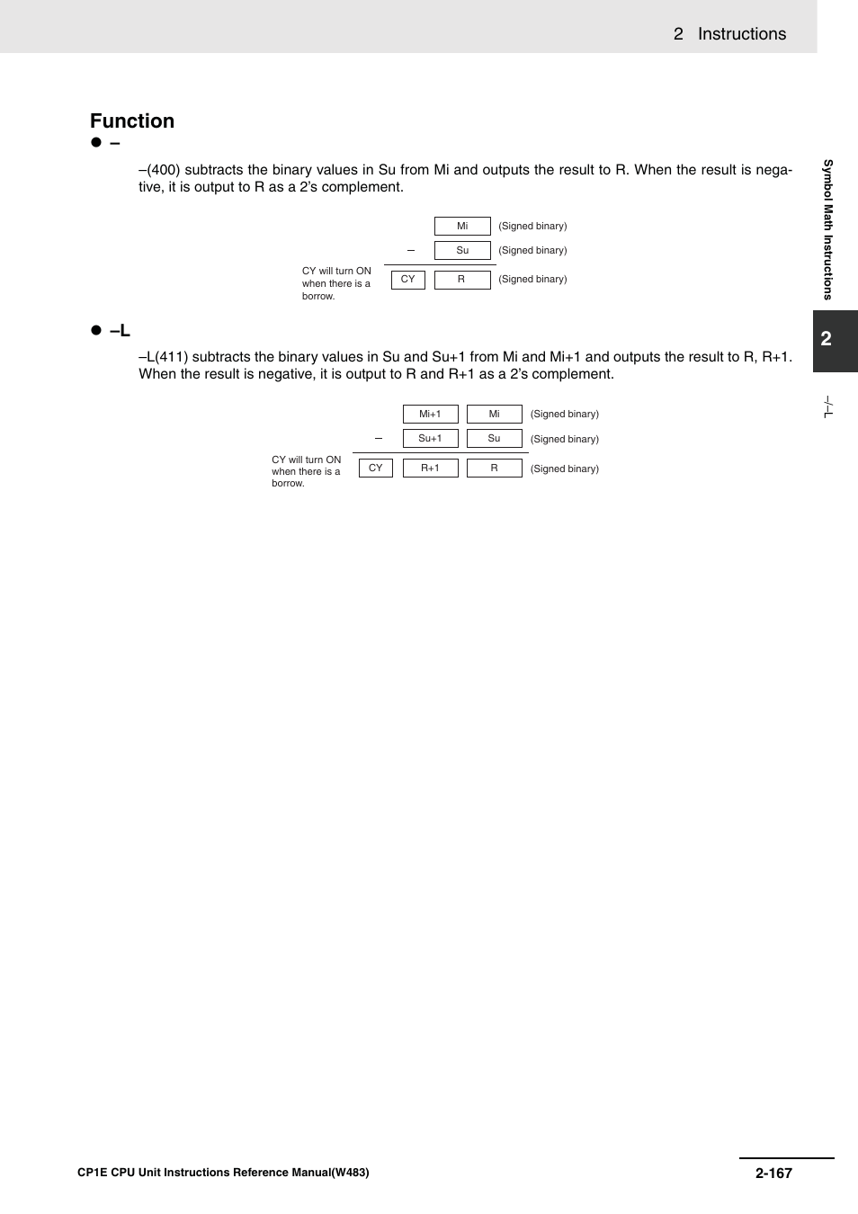 Function, 2 instructions | Omron SYSMAC CP CP1E-N@@D@-@ User Manual | Page 203 / 467