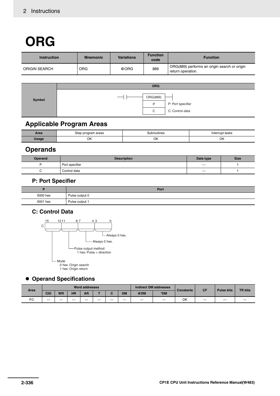 Applicable program areas operands, 2 instructions | Omron SYSMAC CP CP1E-N@@D@-@ User Manual | Page 372 / 467