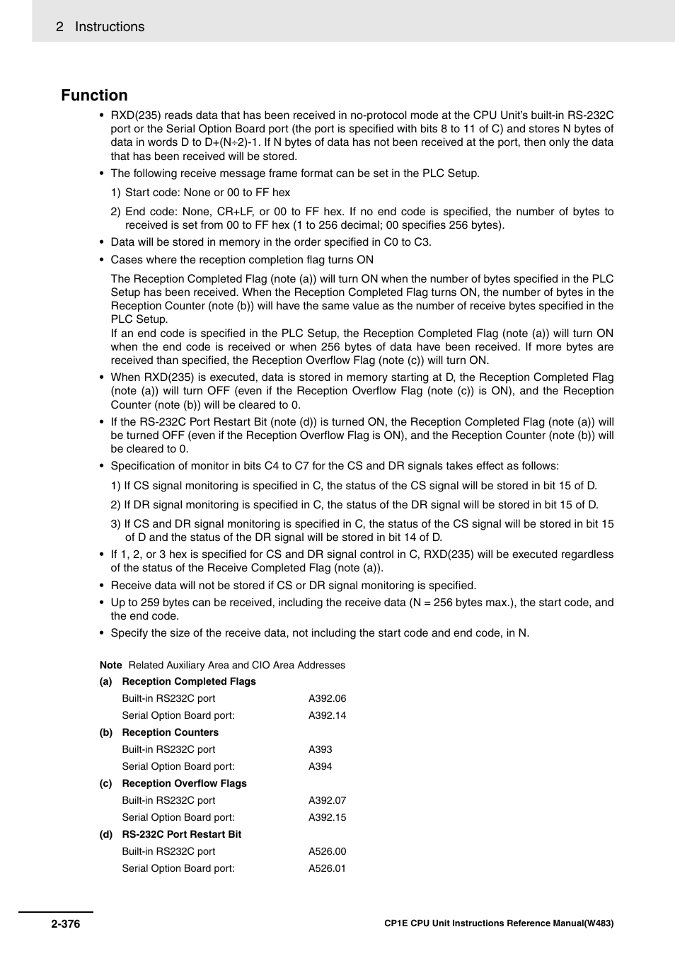 Function, 2 instructions | Omron SYSMAC CP CP1E-N@@D@-@ User Manual | Page 412 / 467
