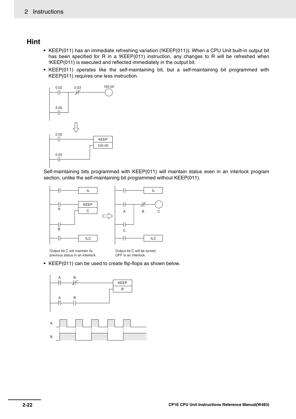 Hint, 2 instructions | Omron SYSMAC CP CP1E-N@@D@-@ User Manual | Page 58 / 467