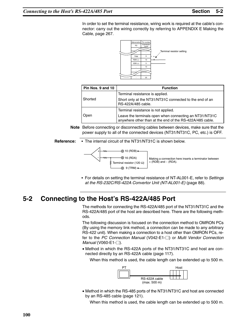 2 connecting to the host’s rs-422a/485 port | Omron Programmable Terminals NT31 NT31C User Manual | Page 111 / 296