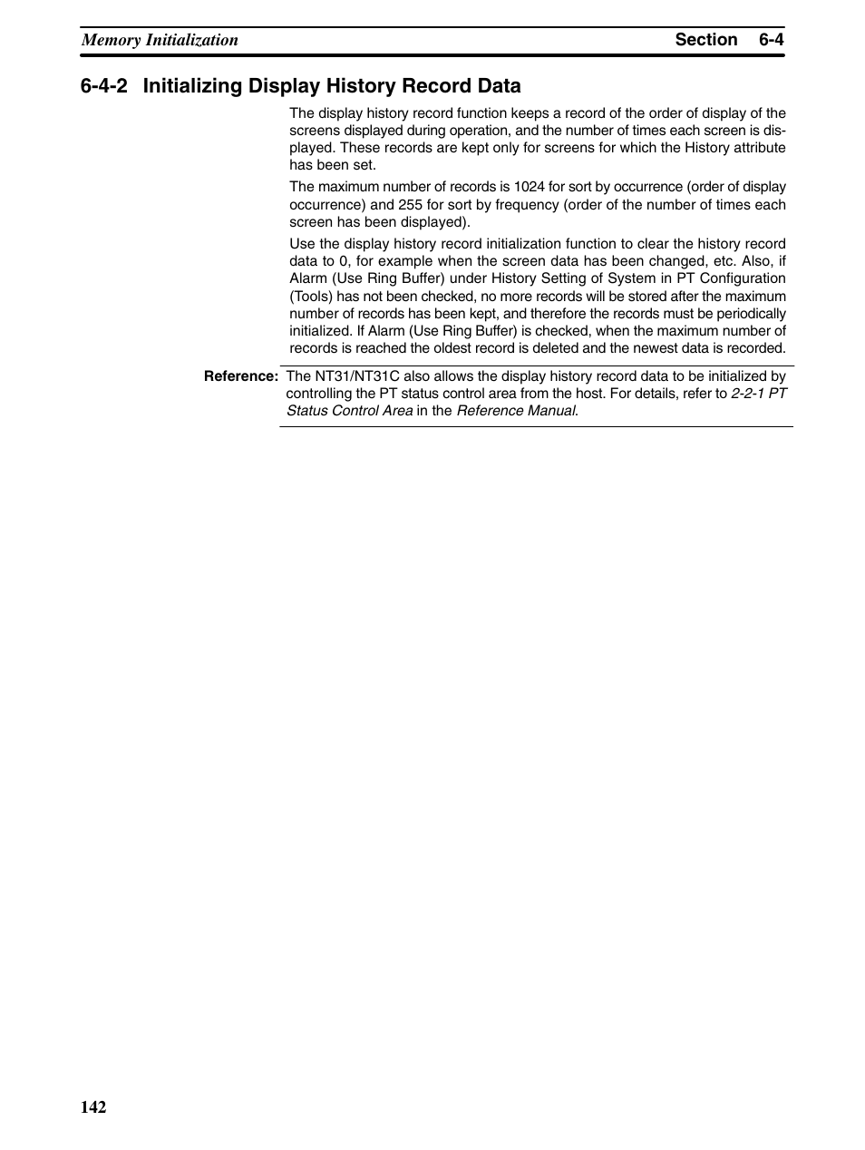 4-2 initializing display history record data | Omron Programmable Terminals NT31 NT31C User Manual | Page 152 / 296