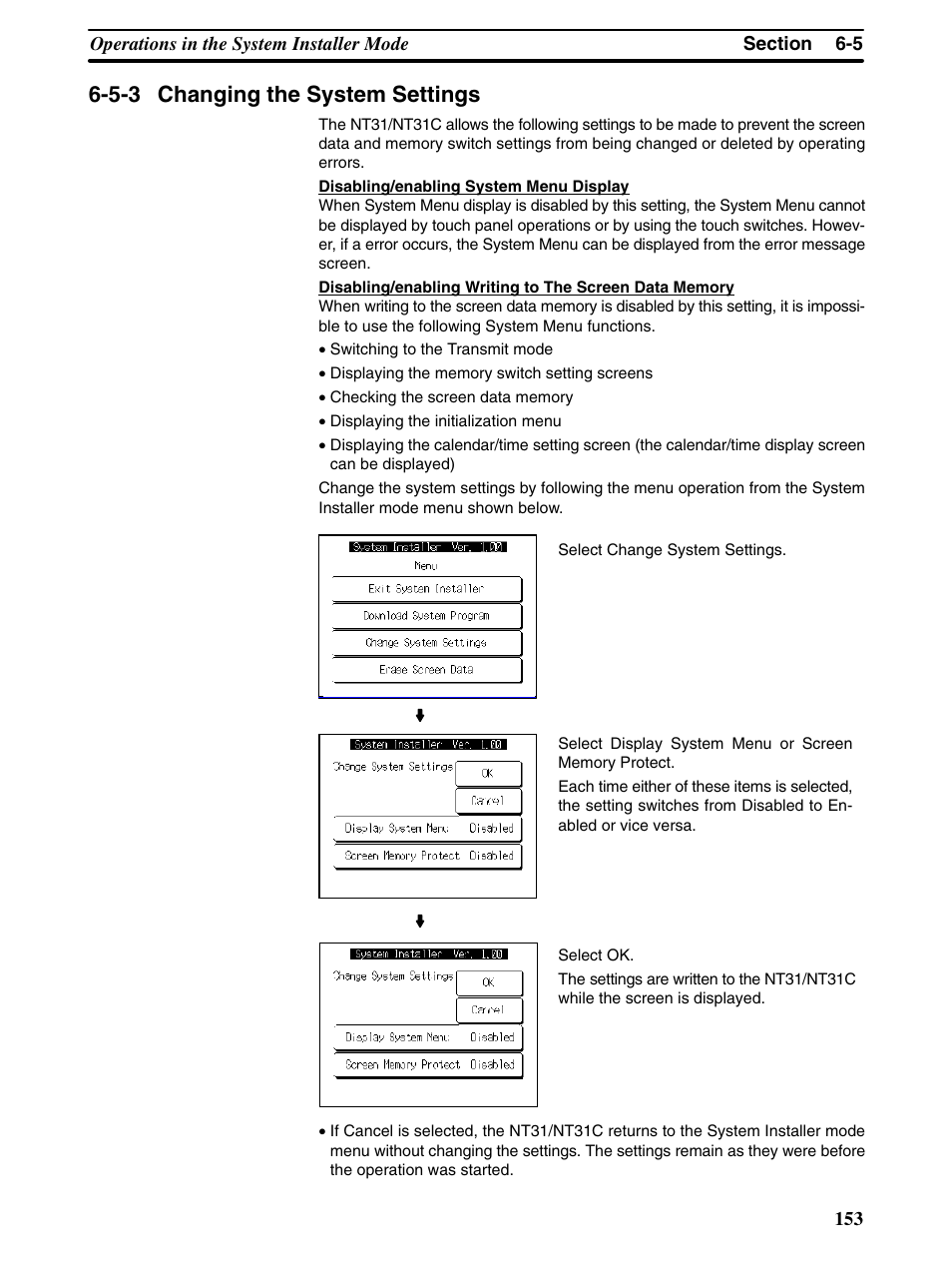 5-3 changing the system settings | Omron Programmable Terminals NT31 NT31C User Manual | Page 163 / 296