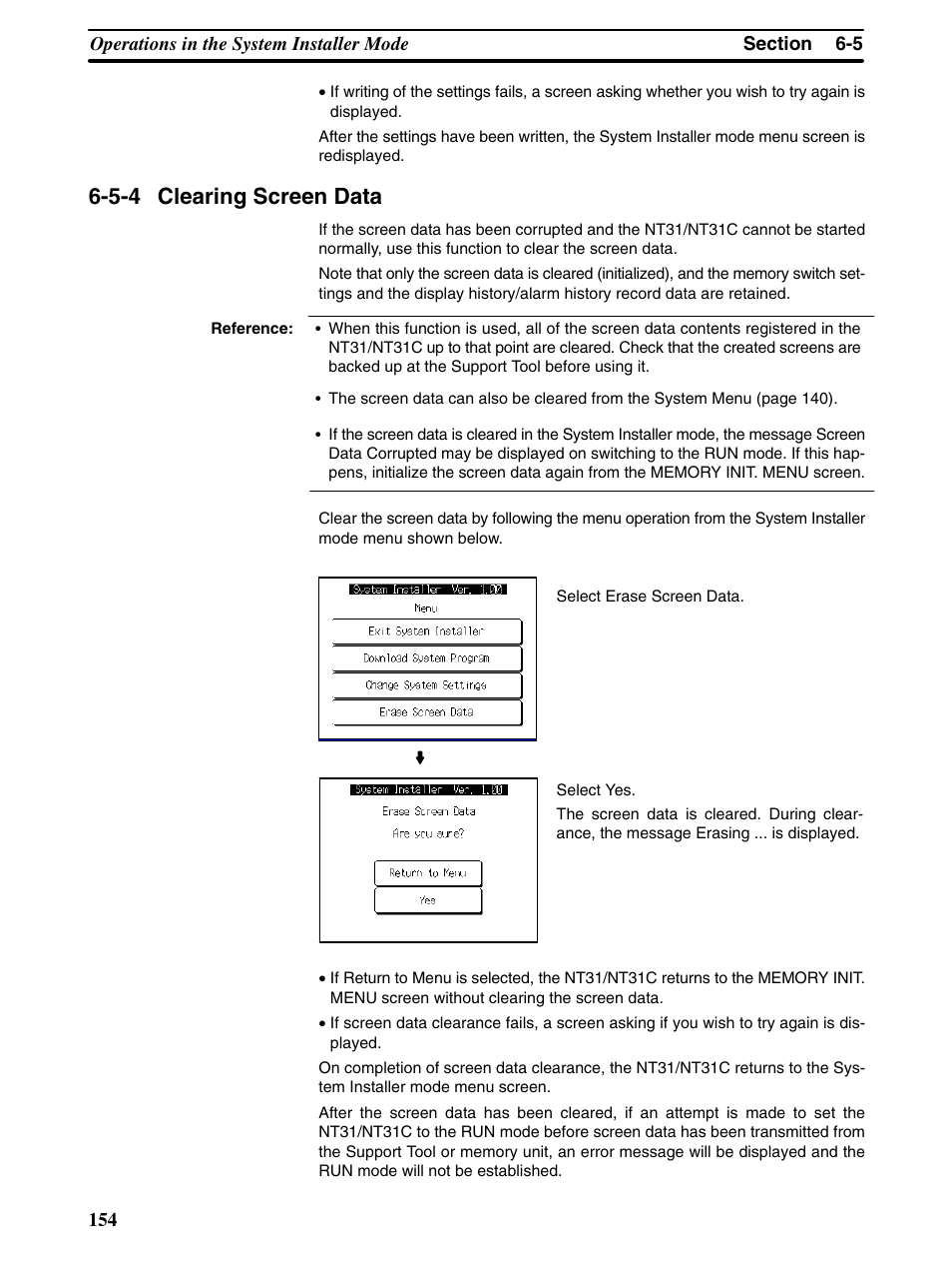 5-4 clearing screen data | Omron Programmable Terminals NT31 NT31C User Manual | Page 164 / 296
