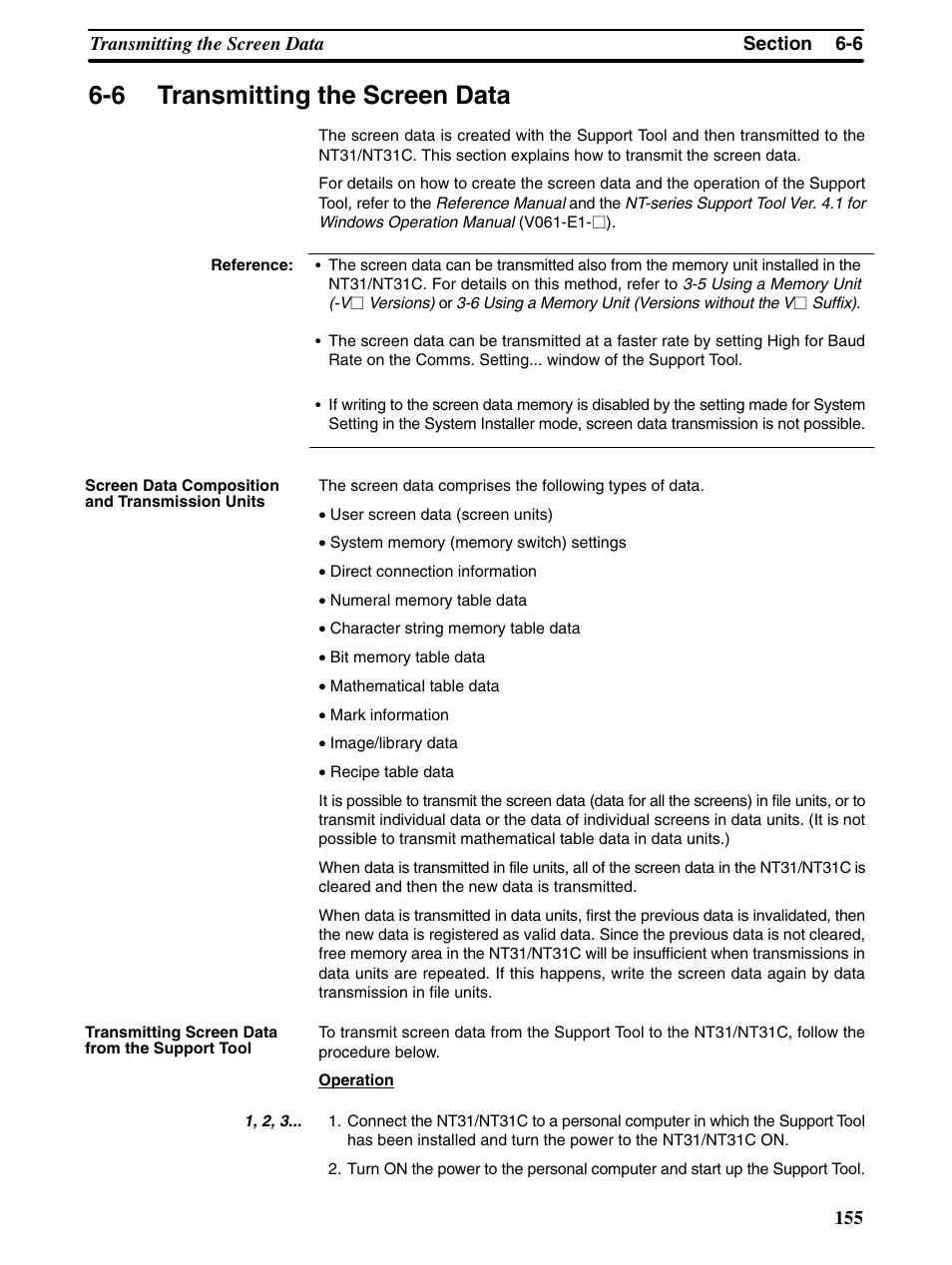 6 transmitting the screen data | Omron Programmable Terminals NT31 NT31C User Manual | Page 165 / 296