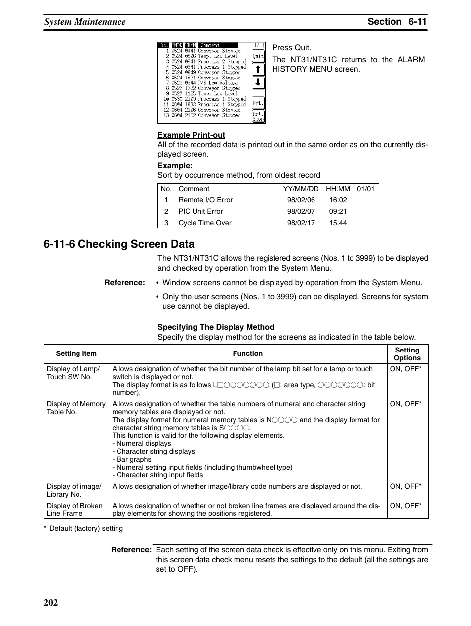 11-6 checking screen data | Omron Programmable Terminals NT31 NT31C User Manual | Page 212 / 296