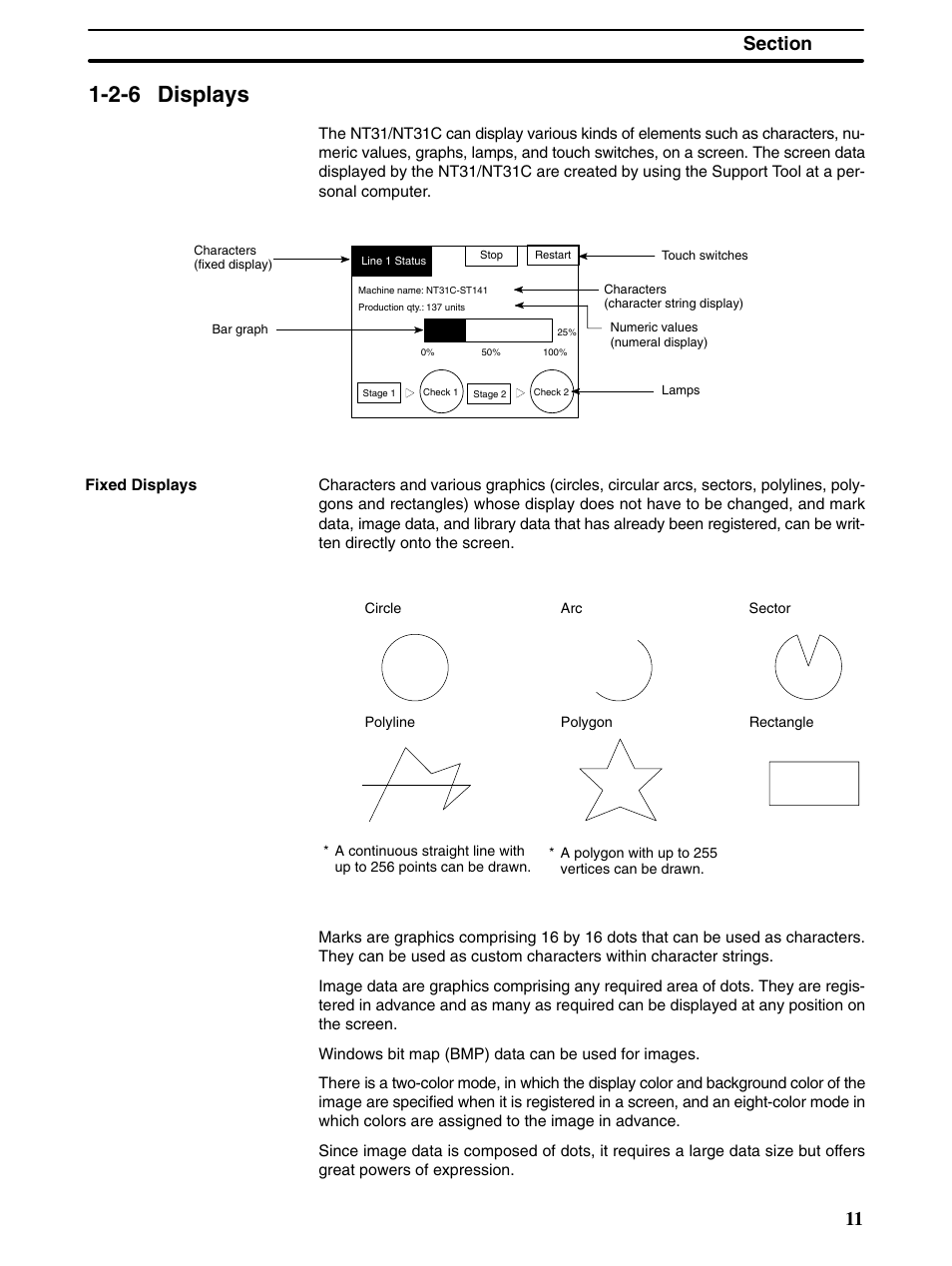 2-6 displays | Omron Programmable Terminals NT31 NT31C User Manual | Page 23 / 296