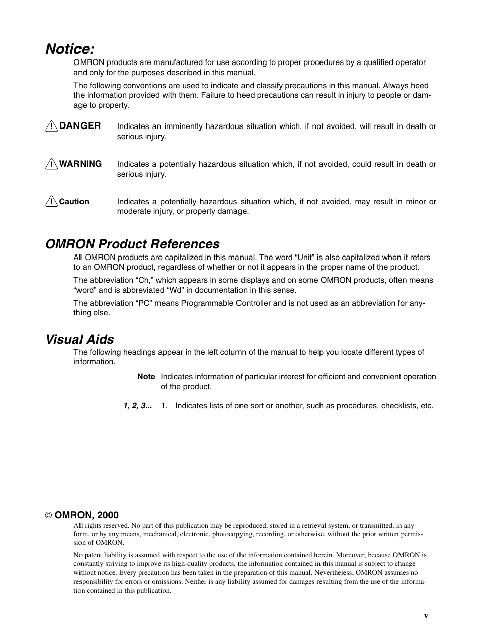 Notice, Omron product references, Visual aids | Omron Programmable Terminals NT31 NT31C User Manual | Page 4 / 296