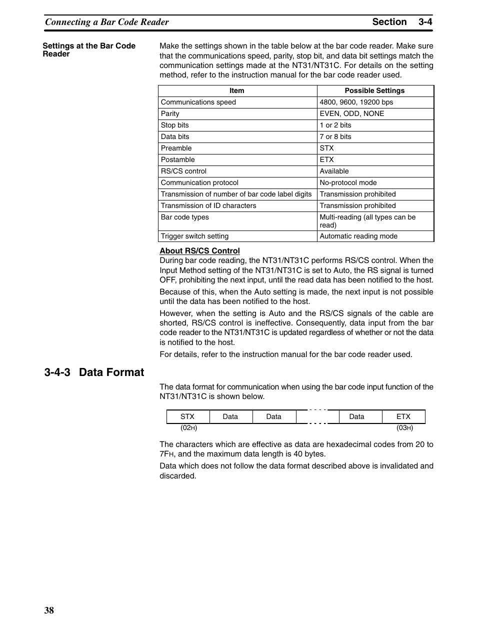 4-3 data format | Omron Programmable Terminals NT31 NT31C User Manual | Page 49 / 296