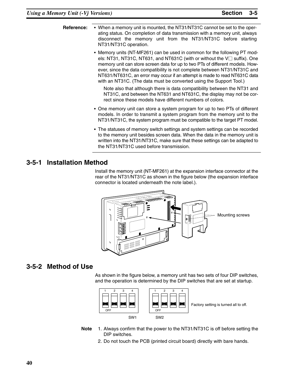 5-1 installation method, 5-2 method of use | Omron Programmable Terminals NT31 NT31C User Manual | Page 51 / 296