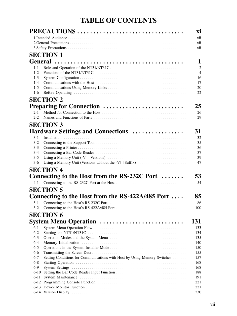 Omron Programmable Terminals NT31 NT31C User Manual | Page 6 / 296