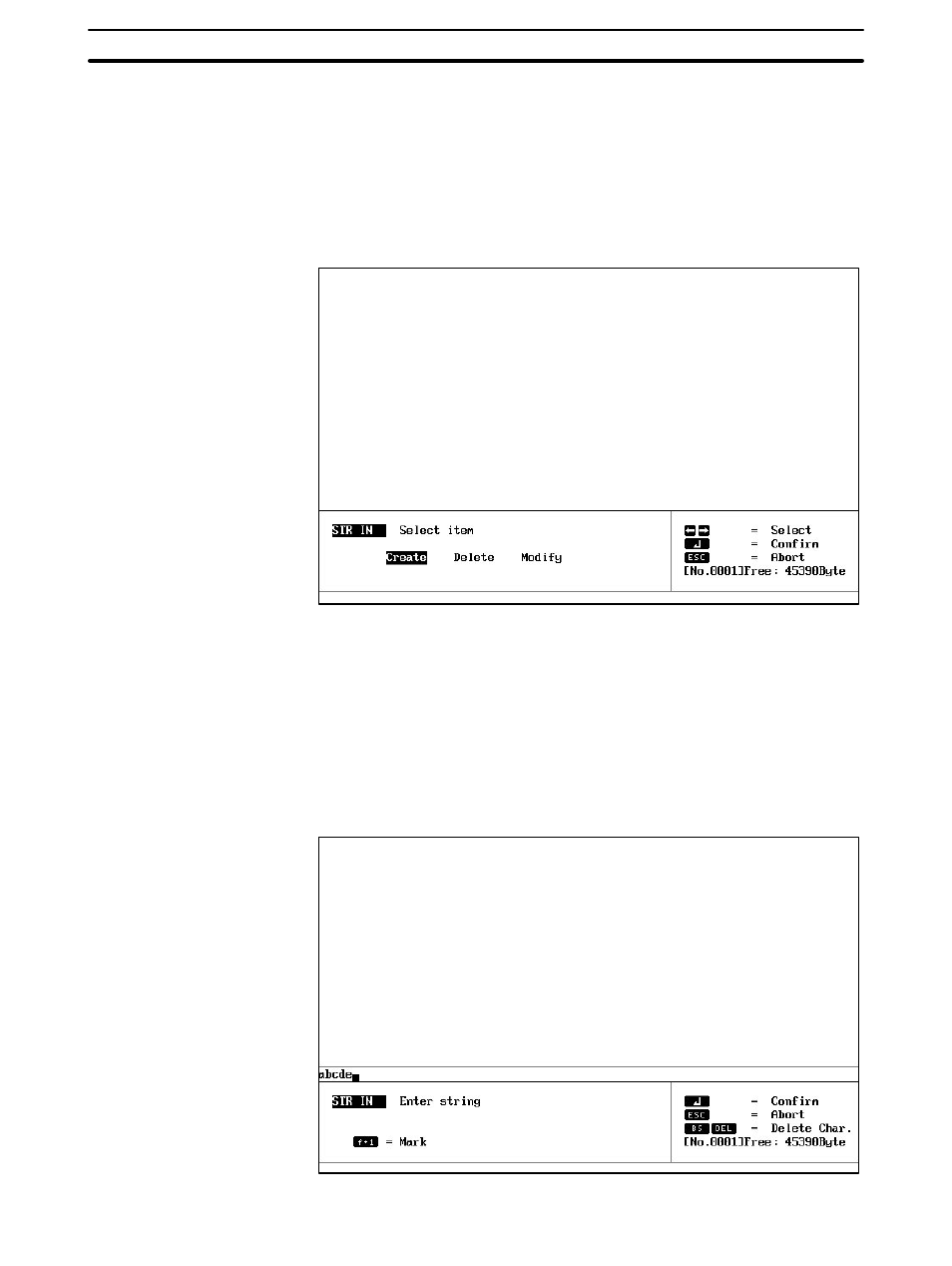 1 inputting character strings, 1-1 new character strings | Omron NT20M User Manual | Page 26 / 131