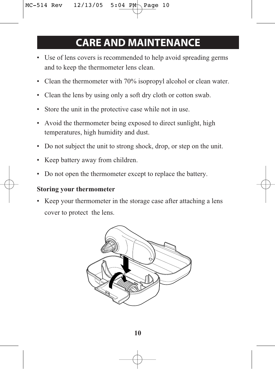 Care and maintenance | Omron MC 514 User Manual | Page 10 / 32