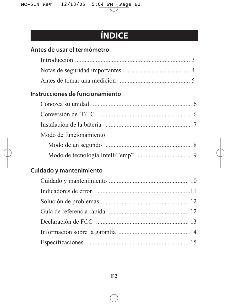 Índice | Omron MC 514 User Manual | Page 18 / 32