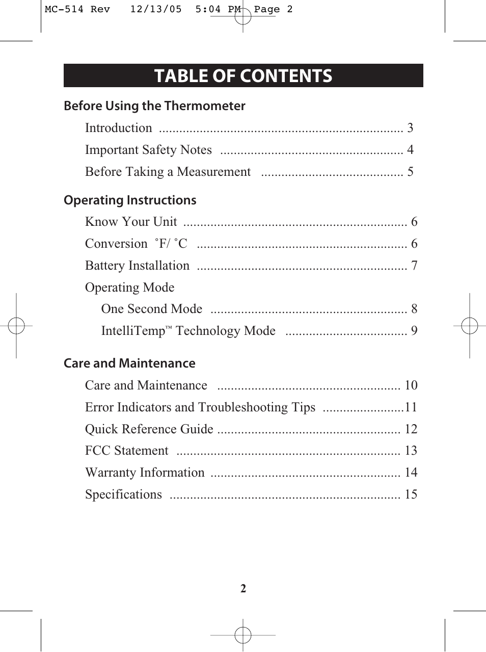 Omron MC 514 User Manual | Page 2 / 32