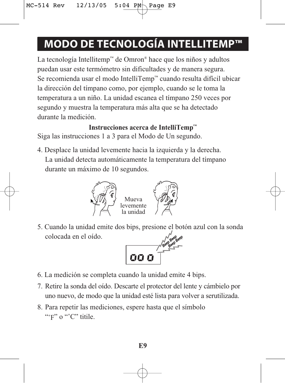 Título modo de tecnología intellitemp | Omron MC 514 User Manual | Page 25 / 32