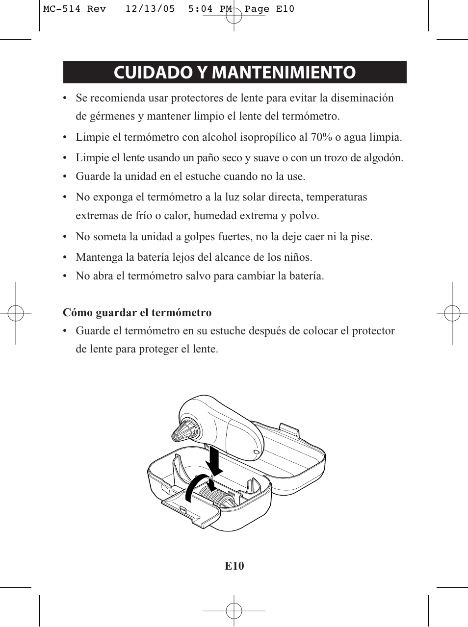 Cuidado y mantenimiento | Omron MC 514 User Manual | Page 26 / 32