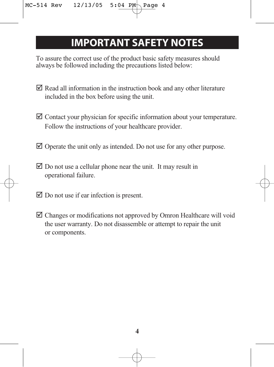 Omron MC 514 User Manual | Page 4 / 32