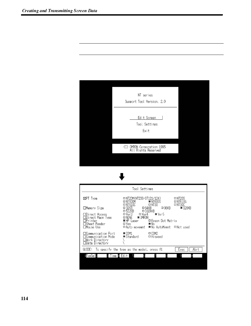 1 creating and transmitting screen data | Omron NT-series Programmable Terminal V022-E3-1 User Manual | Page 128 / 318