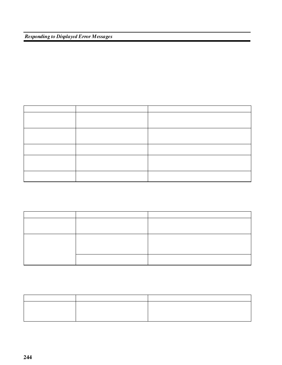 2 responding to displayed error messages, 2-1 errors occurring when the power is turned on, 2-2 errors occurring during operation | Omron NT-series Programmable Terminal V022-E3-1 User Manual | Page 257 / 318
