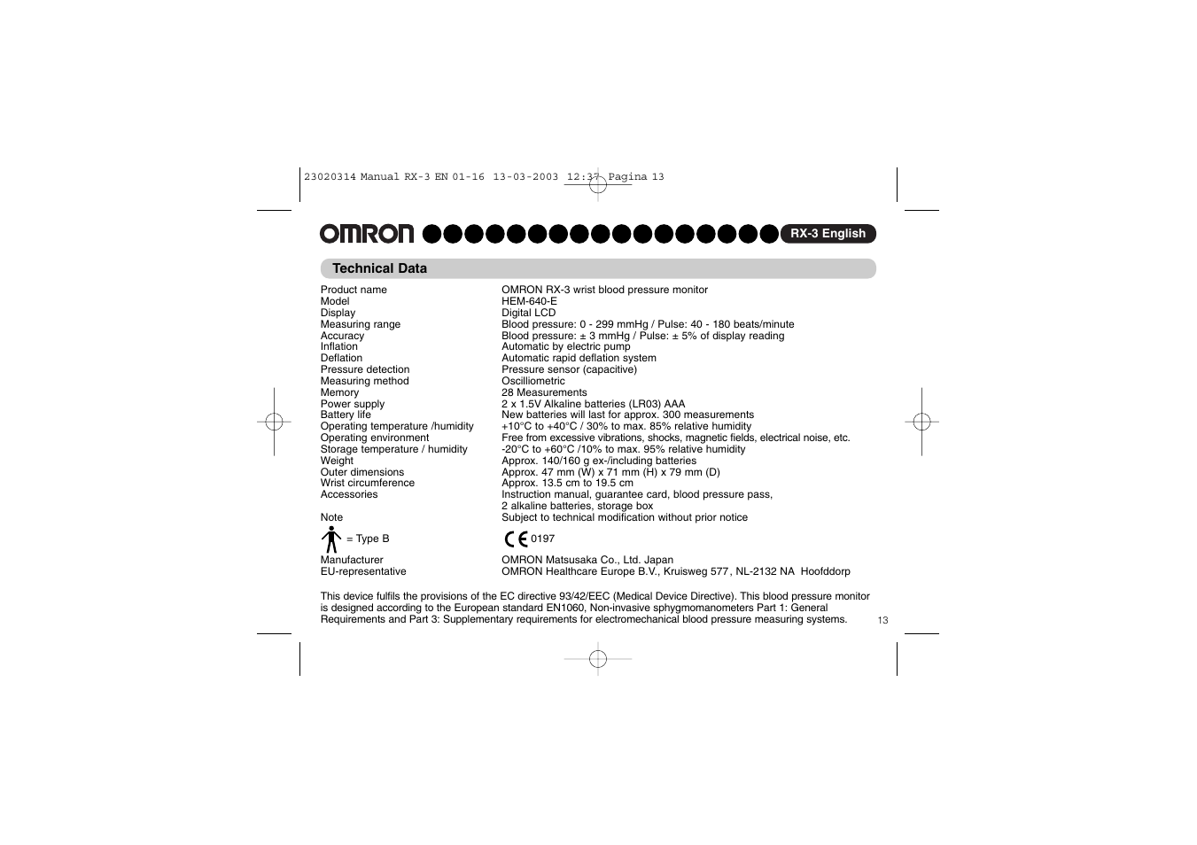 Omron RX-3 User Manual | Page 14 / 97