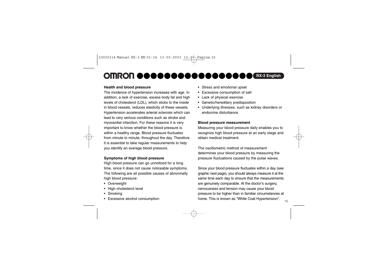 Omron RX-3 User Manual | Page 16 / 97