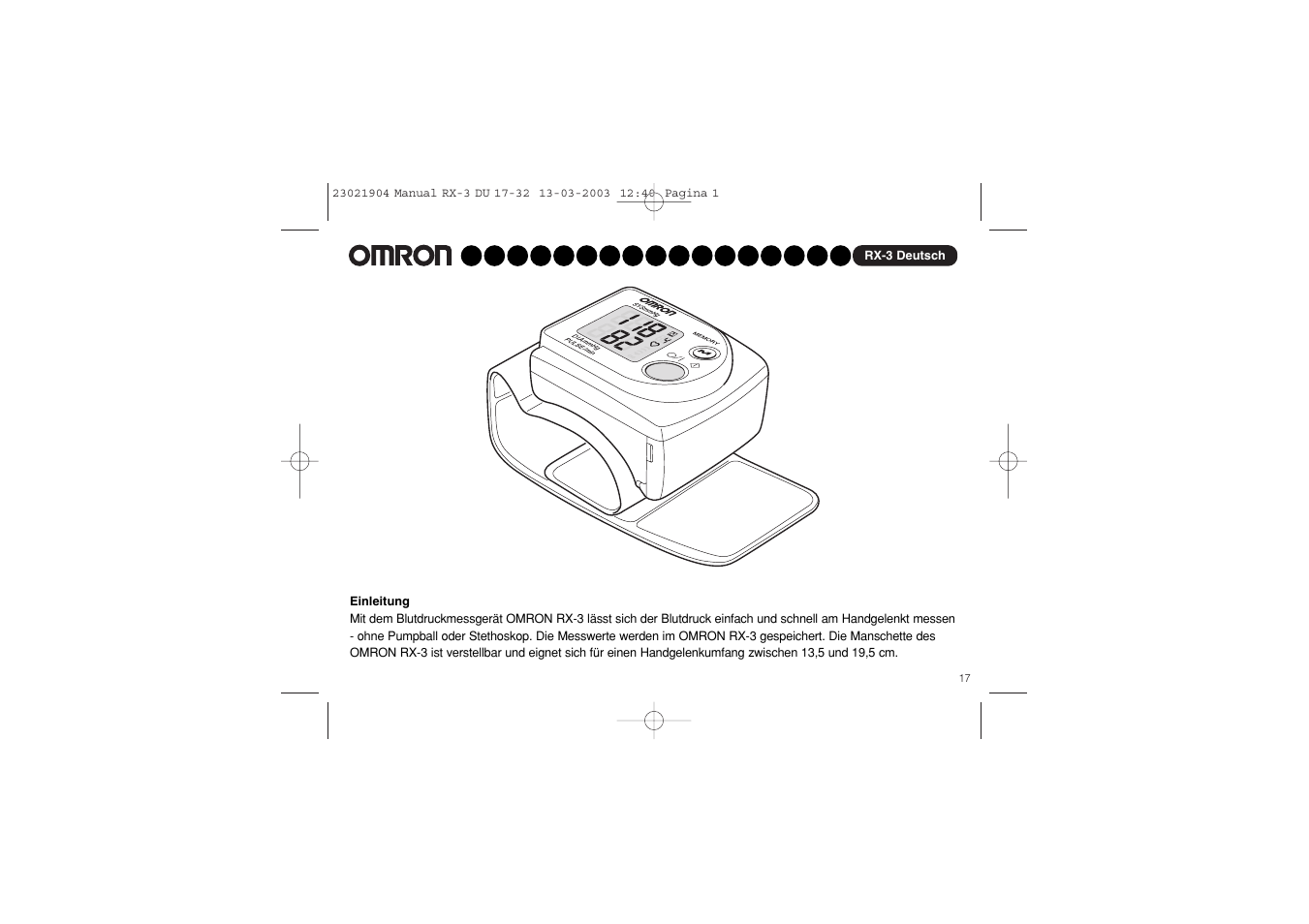 Omron RX-3 User Manual | Page 18 / 97