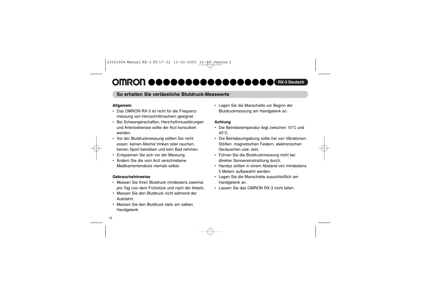 Omron RX-3 User Manual | Page 19 / 97