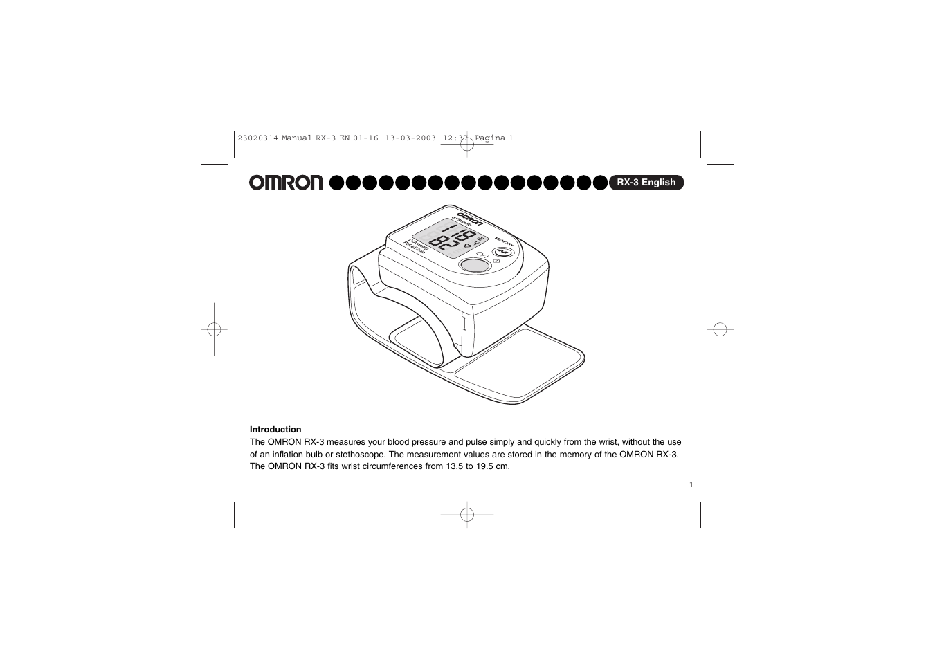 Omron RX-3 User Manual | Page 2 / 97