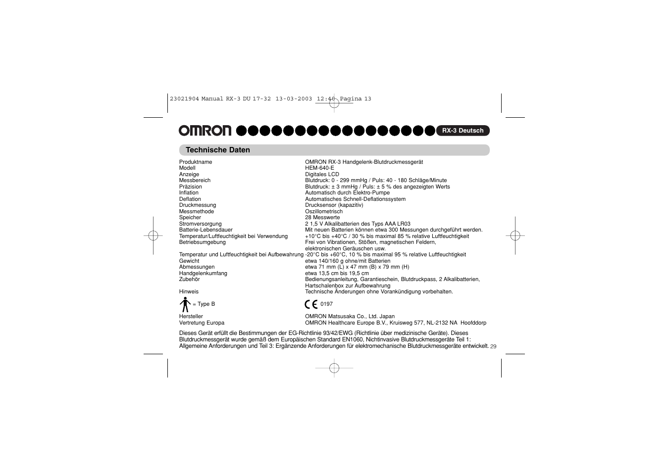 Omron RX-3 User Manual | Page 30 / 97