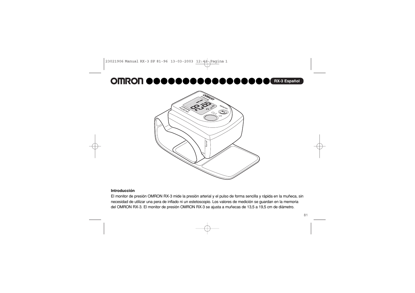 Omron RX-3 User Manual | Page 82 / 97