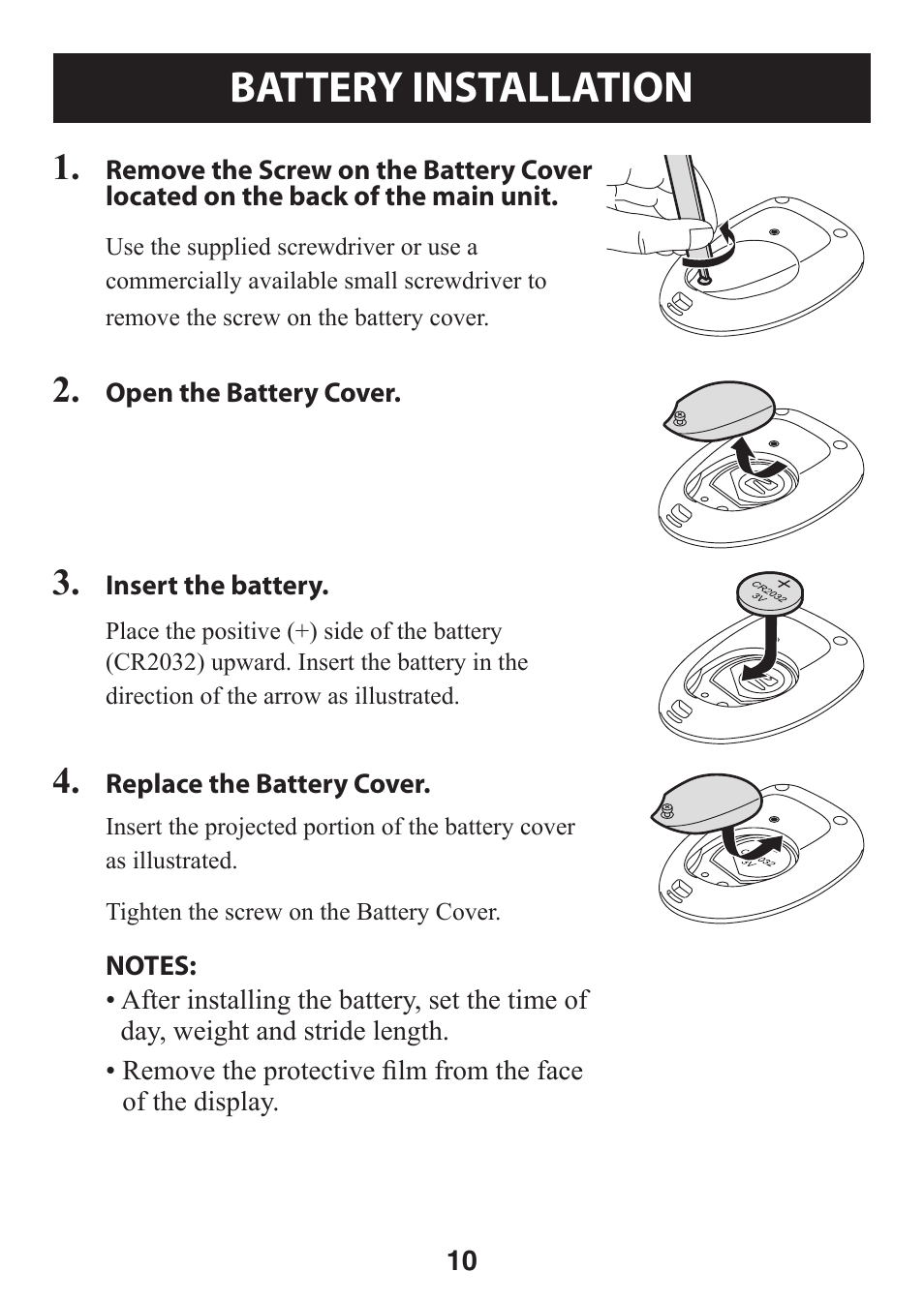 Operating instructions, Battery installation, Battery.installation | Omron GO SMART HJ-112 User Manual | Page 10 / 28