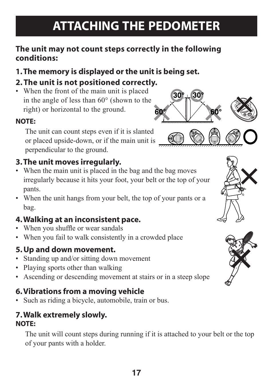 Attaching the pedometer | Omron GO SMART HJ-112 User Manual | Page 17 / 28