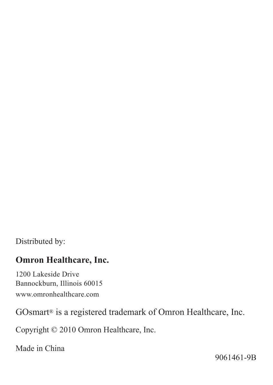 Omron healthcare, inc, Gosmart, Is.a.registered.trademark.of.omron.healthcare,.inc | Omron GO SMART HJ-112 User Manual | Page 28 / 28