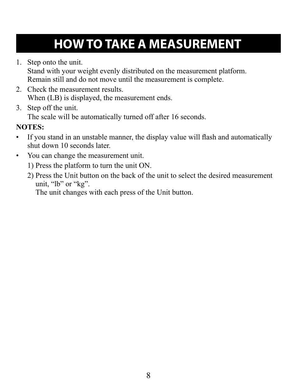 How to take a measurement | Omron SC100 User Manual | Page 8 / 14