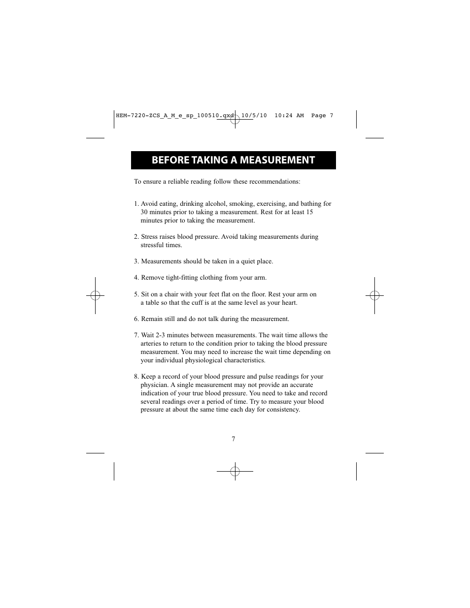 Before taking a measurement | Omron BP762 User Manual | Page 7 / 40