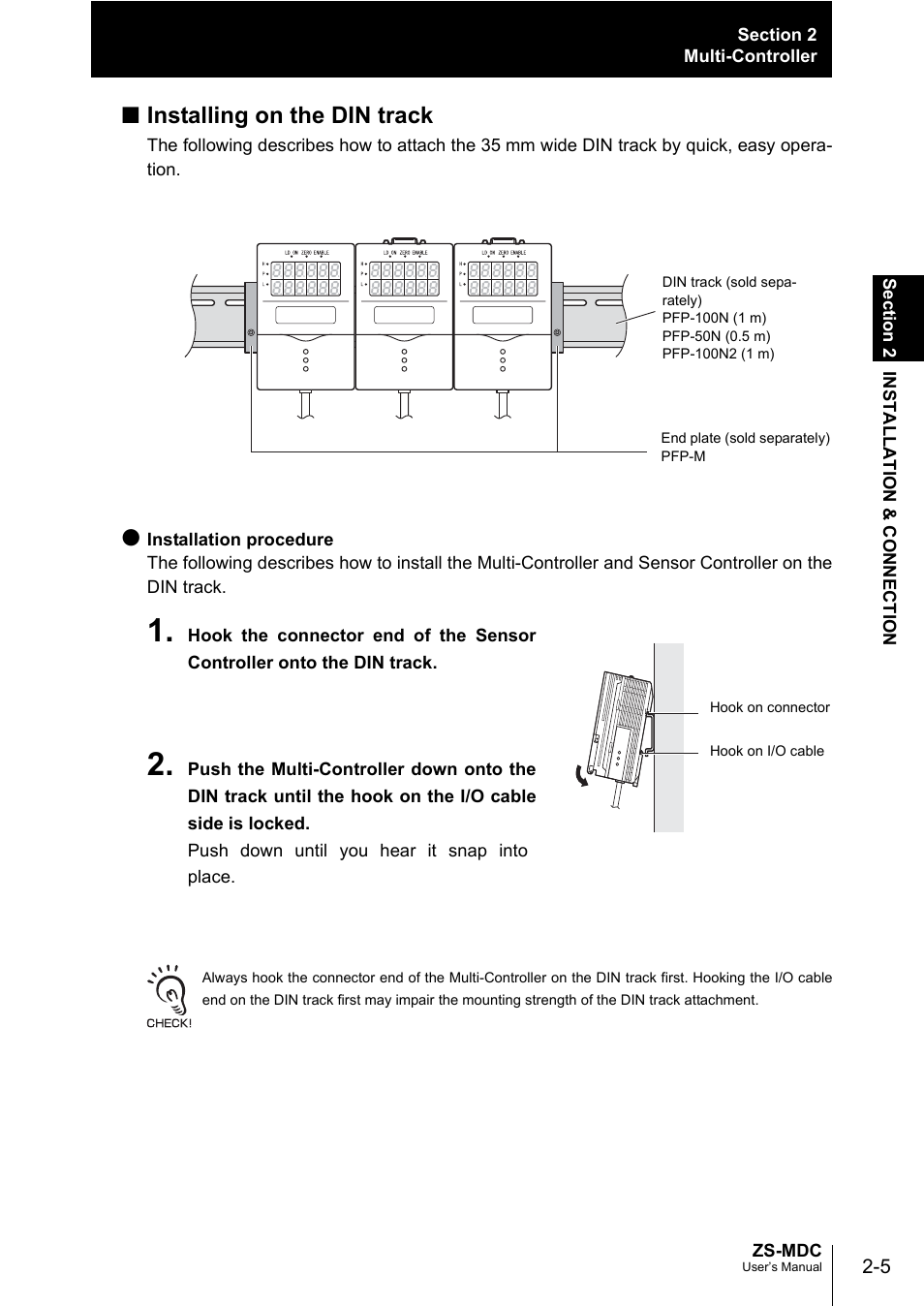 Installing on the din track | Omron ZS-MDC User Manual | Page 29 / 94