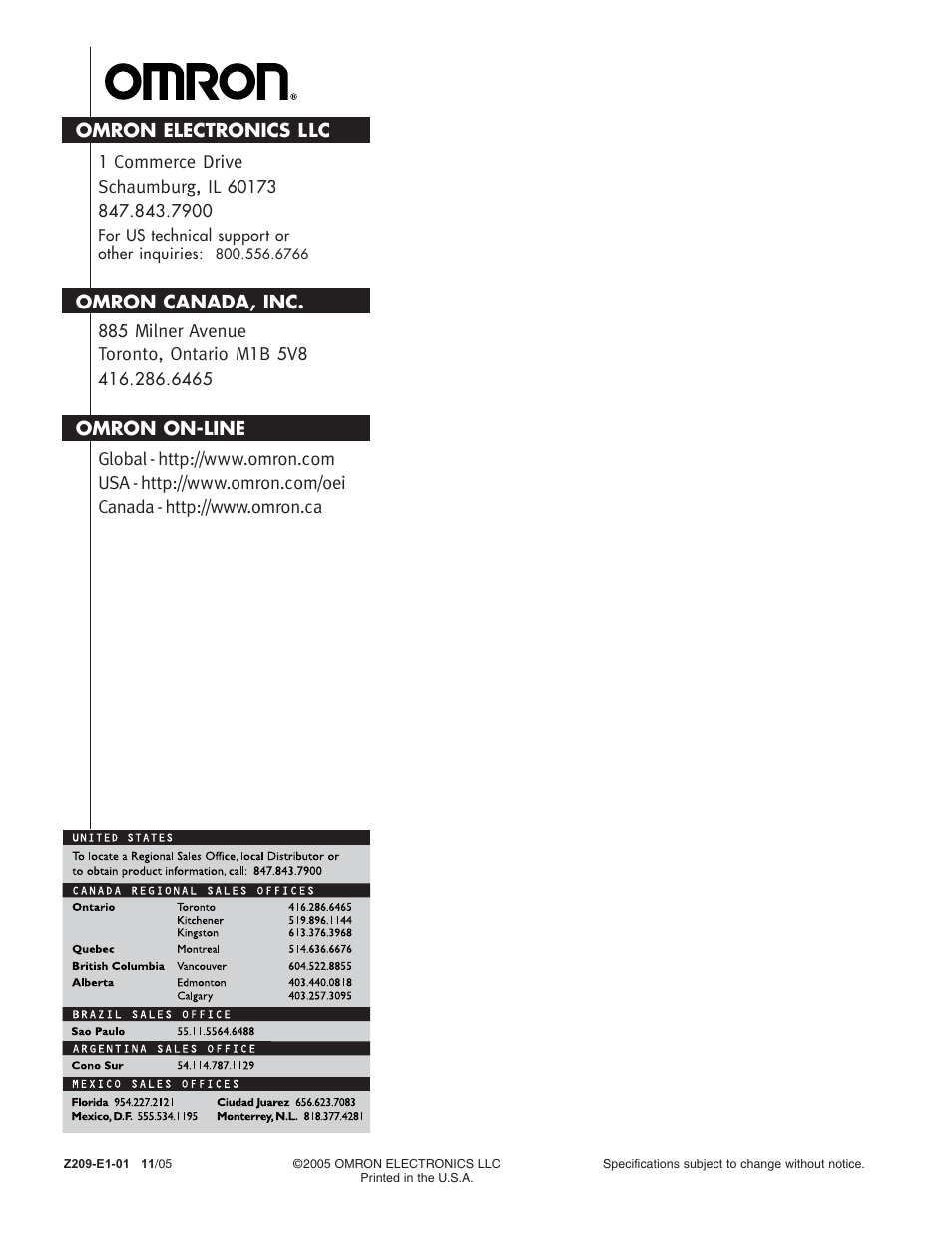 Contact information | Omron ZS-MDC User Manual | Page 94 / 94