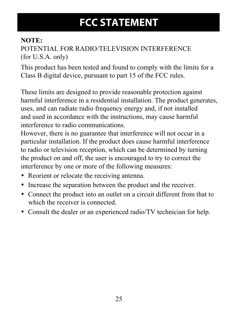 Fcc statement | Omron Pedometer Downloadable HJ-322U User Manual | Page 25 / 28