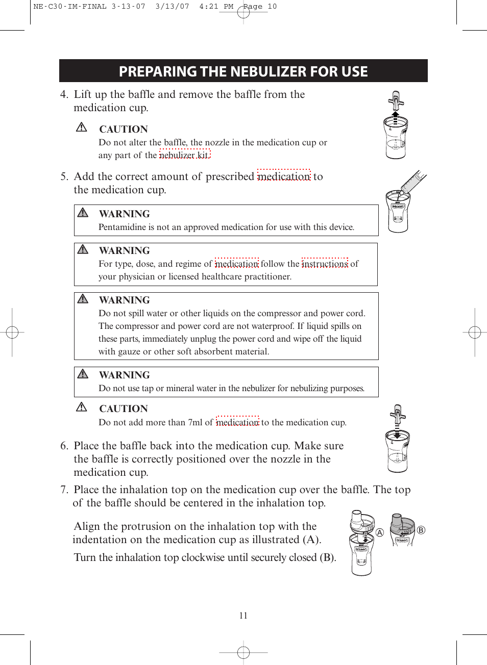Preparing the nebulizer for use | Omron COMPACT COMPRESSOR NEBULIZER NE-C30 User Manual | Page 11 / 84