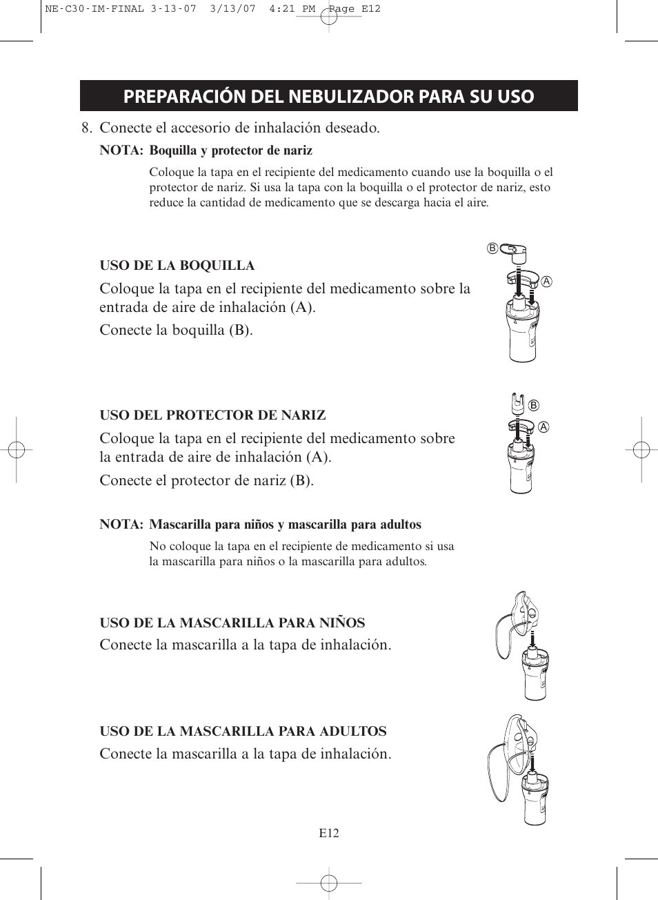 Preparación del nebulizador para su uso | Omron COMPACT COMPRESSOR NEBULIZER NE-C30 User Manual | Page 40 / 84
