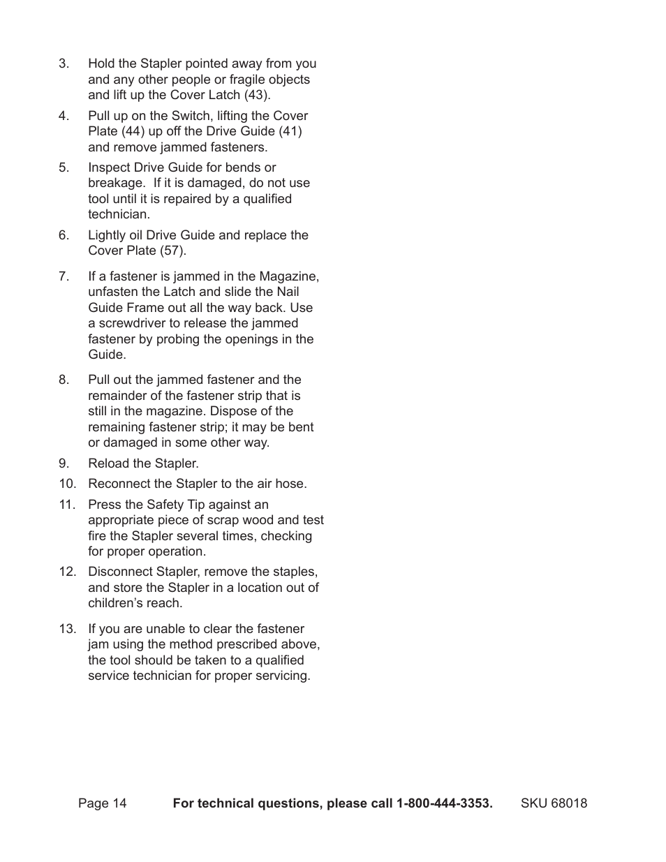 OxiBrands 1/4" 18 Gauge Crown Air Stapler 68018 User Manual | Page 14 / 18