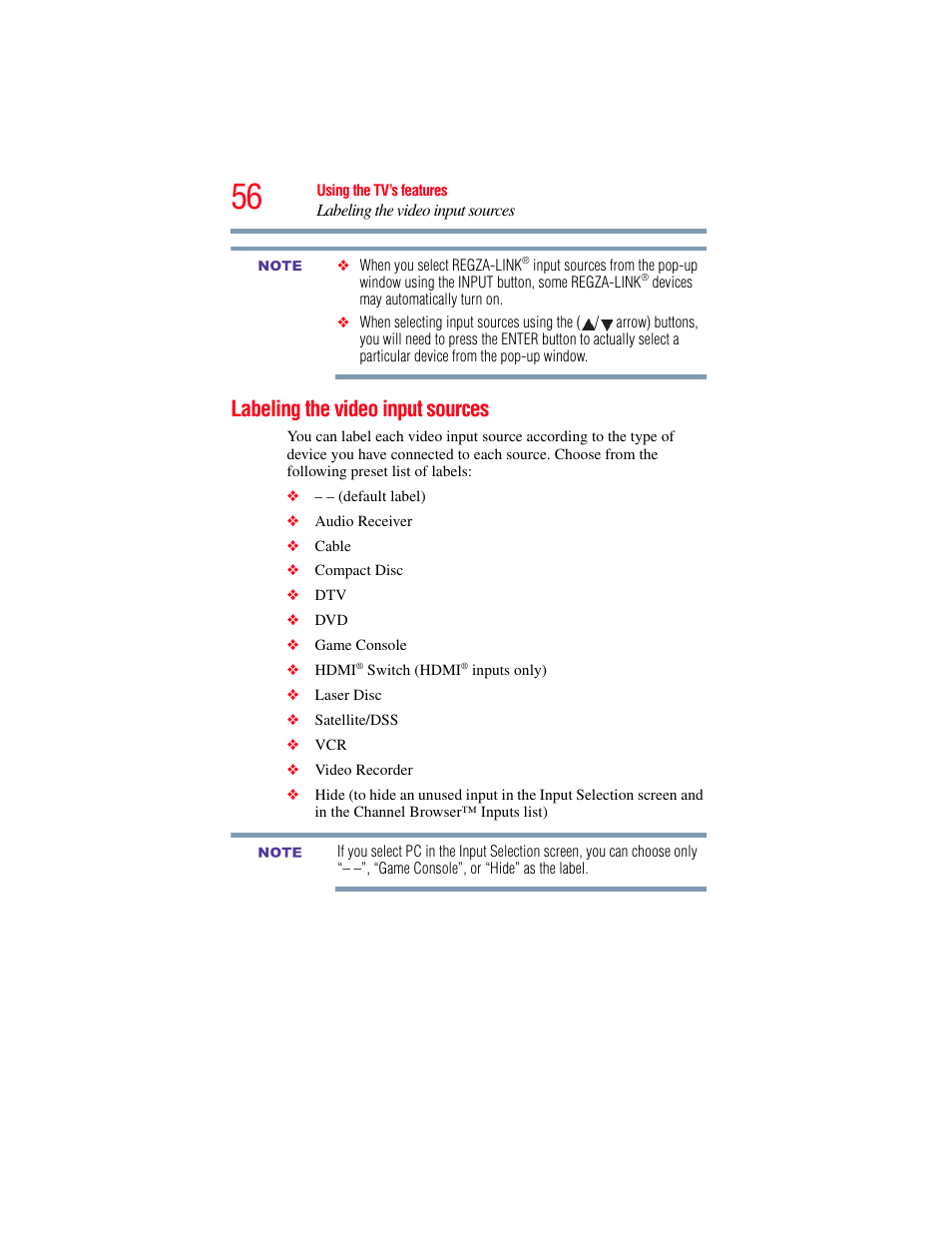 Labeling the video input sources, Labeling the video | OxiBrands Integrated High Definition LCD Television 40E220U User Manual | Page 56 / 130