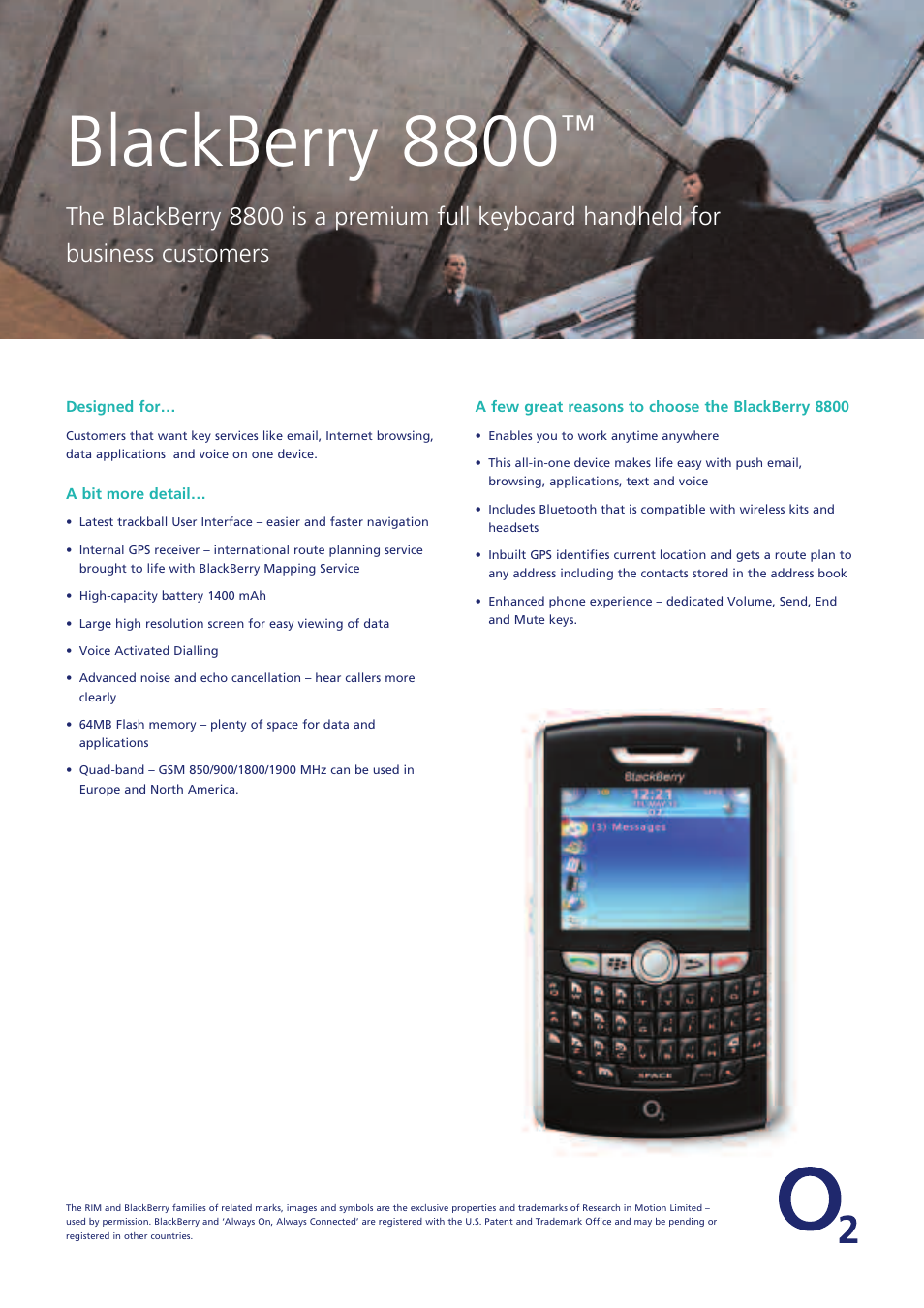 O2 Innovations BlackBerry 8800 User Manual | 2 pages