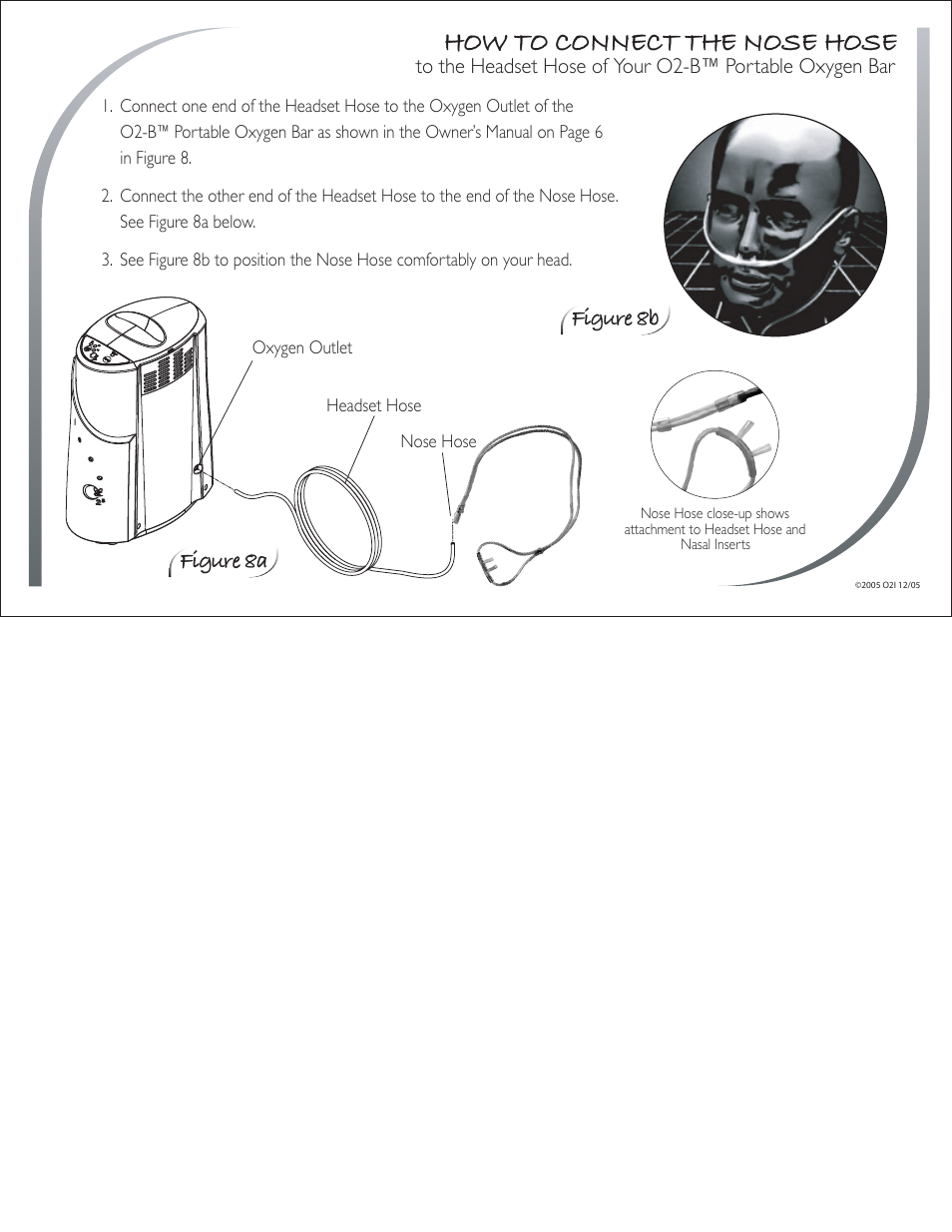 How to connect the nose hose, Figure 8a, Figure 8b | O2 Innovations CTA-08 User Manual | Page 17 / 17
