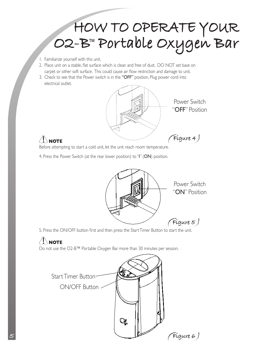 How to operate your o2-b, Portable oxygen bar | O2 Innovations CTA-08 User Manual | Page 6 / 17