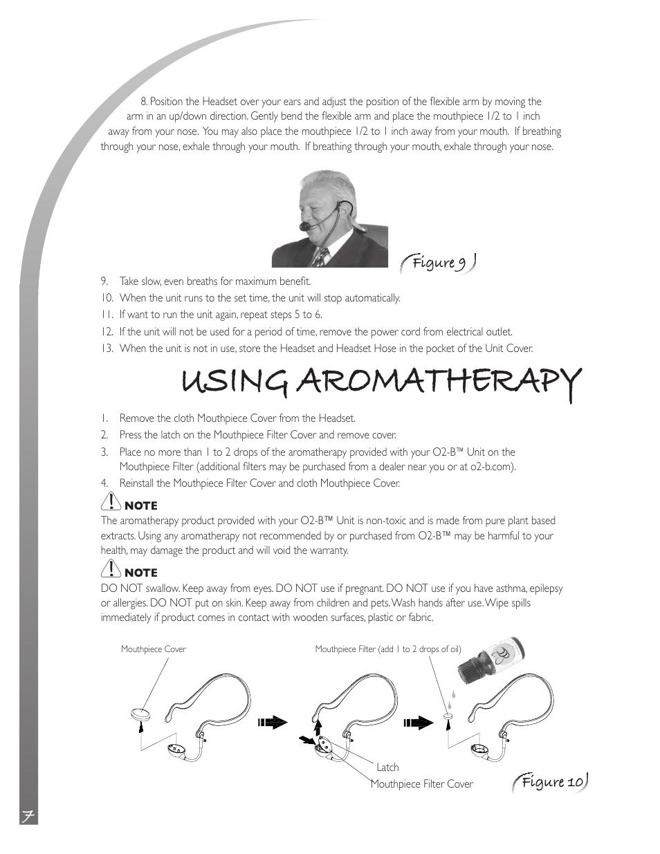 Using aromatherapy, Figure 9, Figure 10 | O2 Innovations CTA-08 User Manual | Page 8 / 17