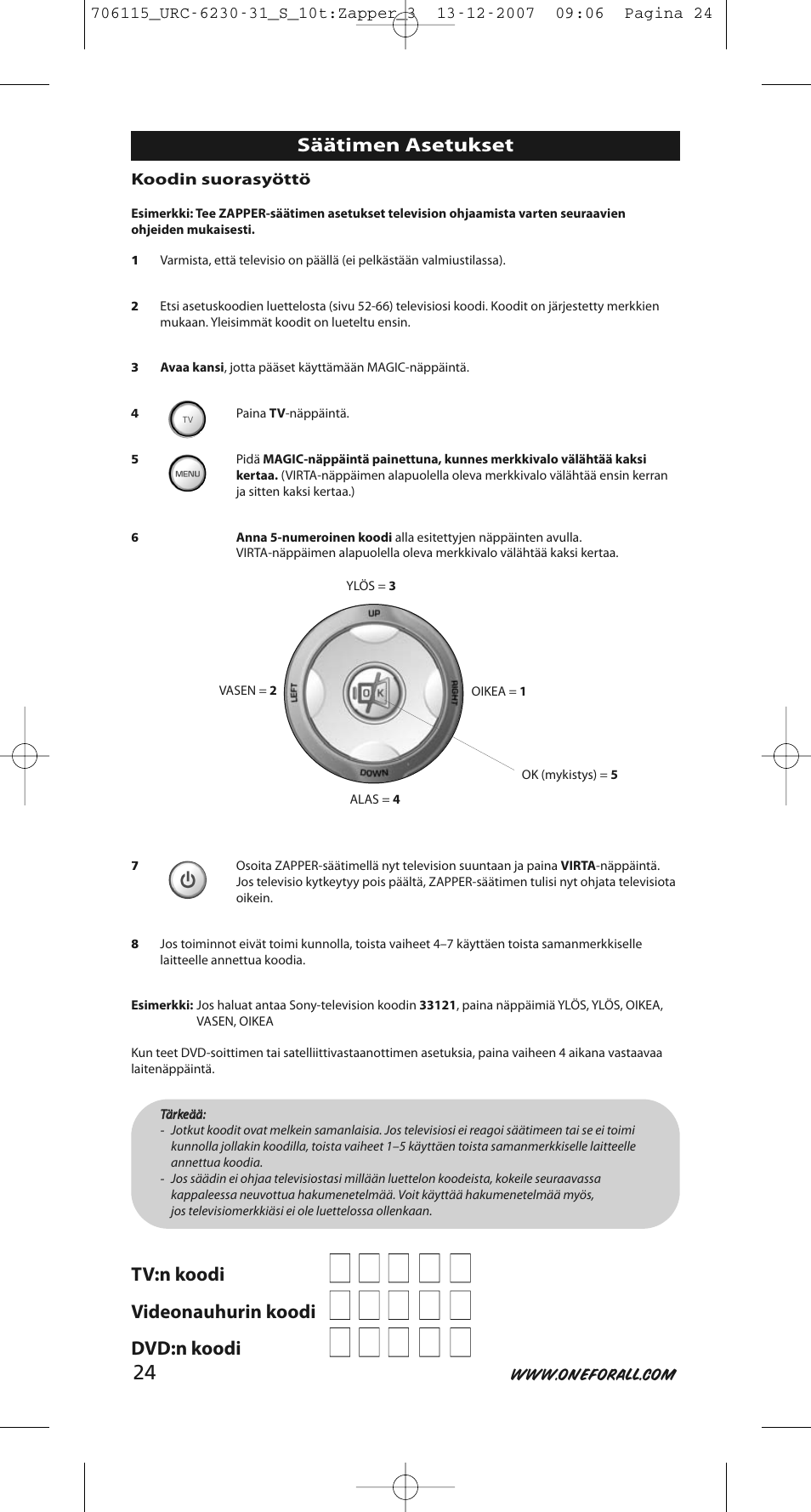 One for All URC-6231 User Manual | Page 24 / 68