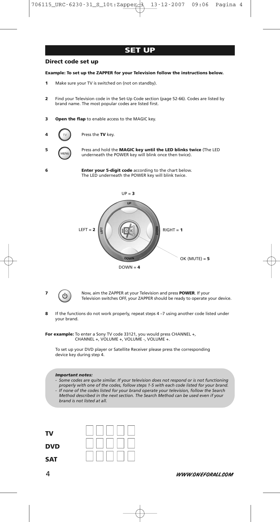 One for All URC-6231 User Manual | Page 4 / 68